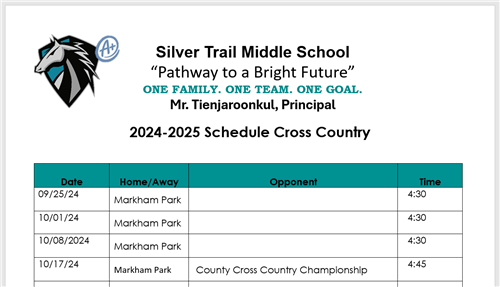 Cross Country  Schedule